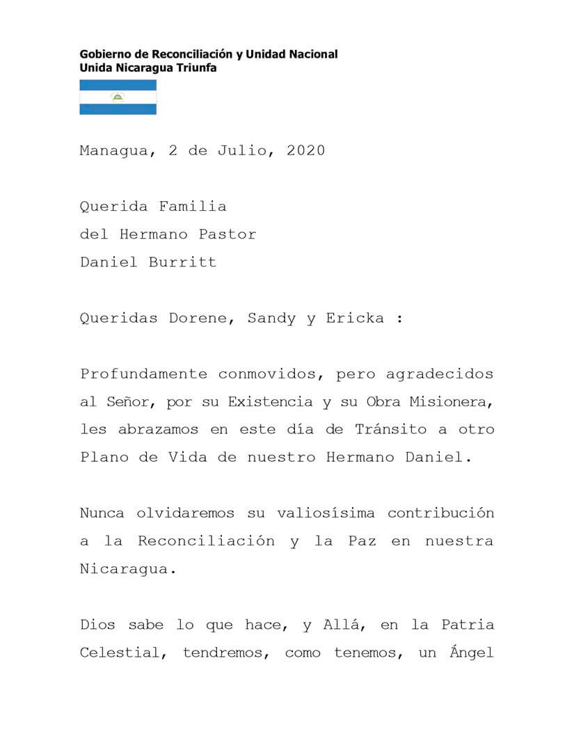 mensaje-de condolencias-nicaragua-familia-daniel-burrit-